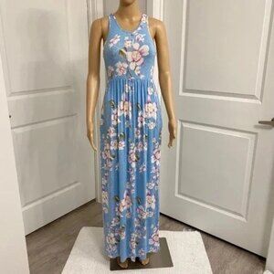 Women's Floral Maxi Sleeveless Summer Dress. Blue Multi. XS. Cottagecore. Cute.